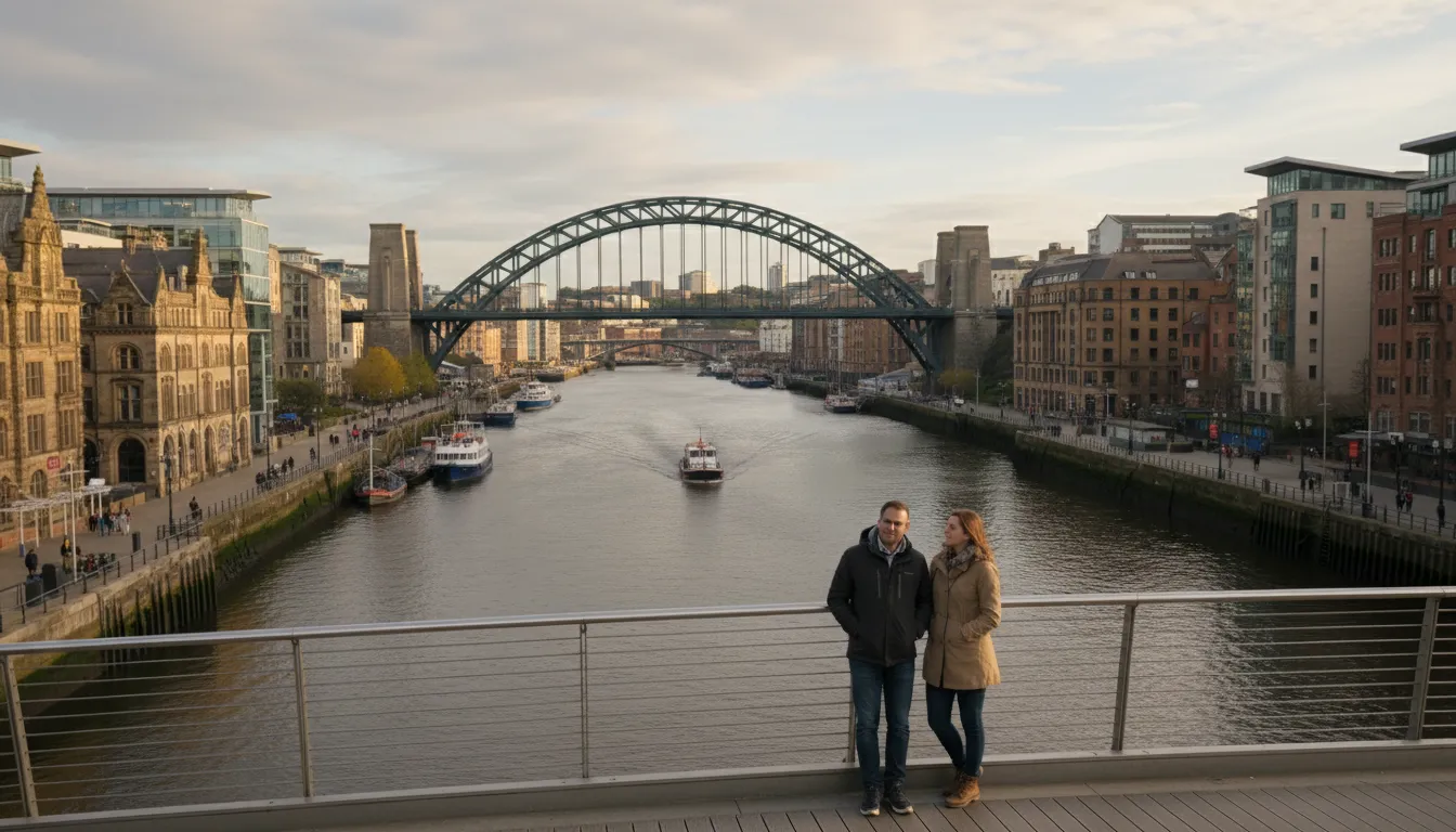 Tyneside 일러스트: An area along a major river in northeast England.