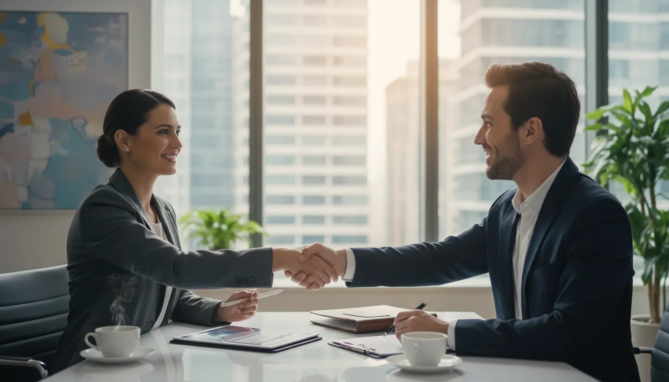 Illustration of businessperson: Someone who owns, manages, or works in a business.