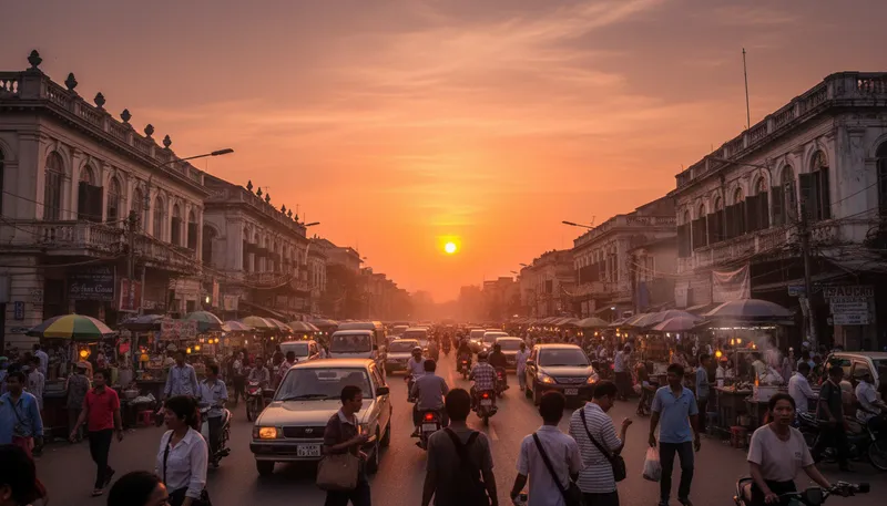 Illustration of yangon: The largest city in Myanmar.