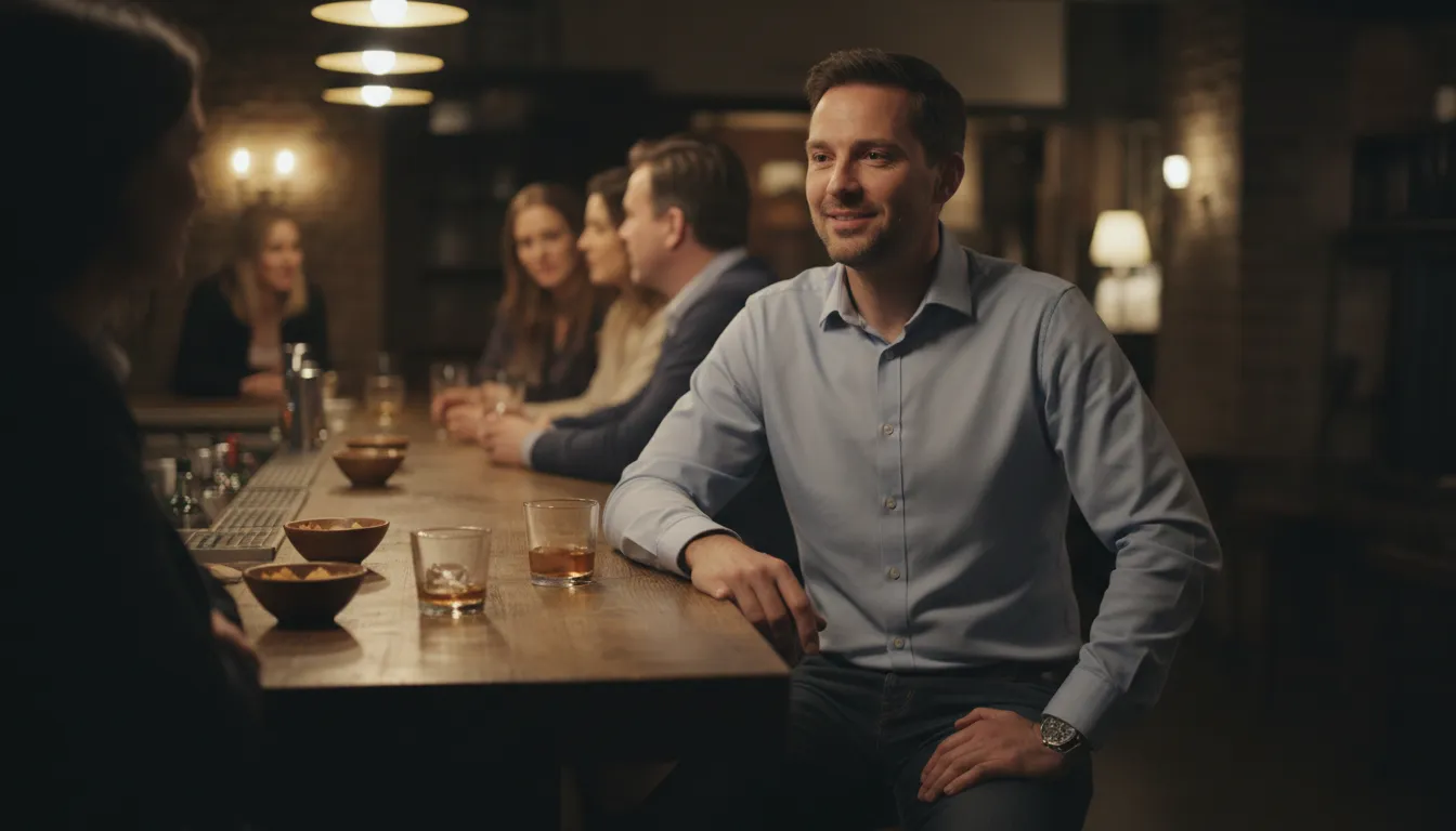 hold one's alcohol 的插图：Consume liquor without losing control.