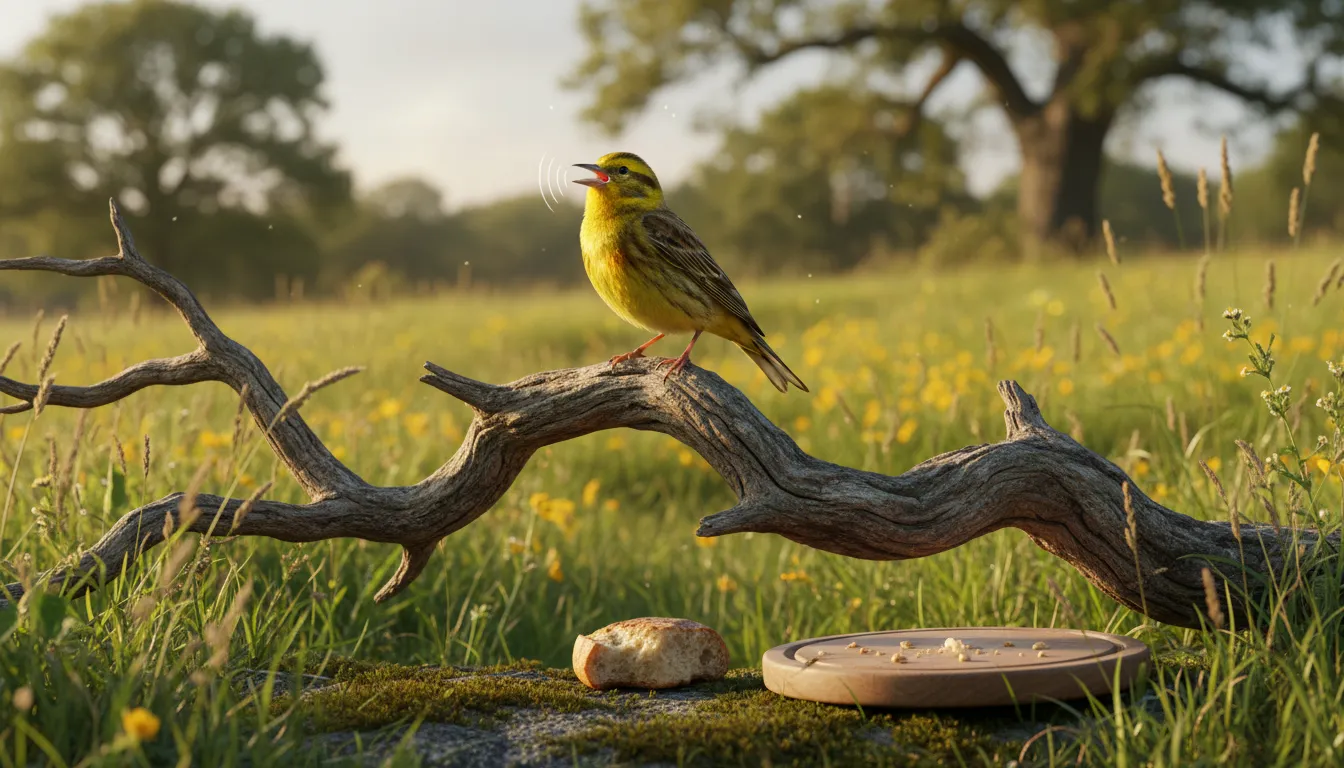 Illustration of a little bit of bread and no cheese: A traditional phrase imitating the song of a yellowhammer bird.