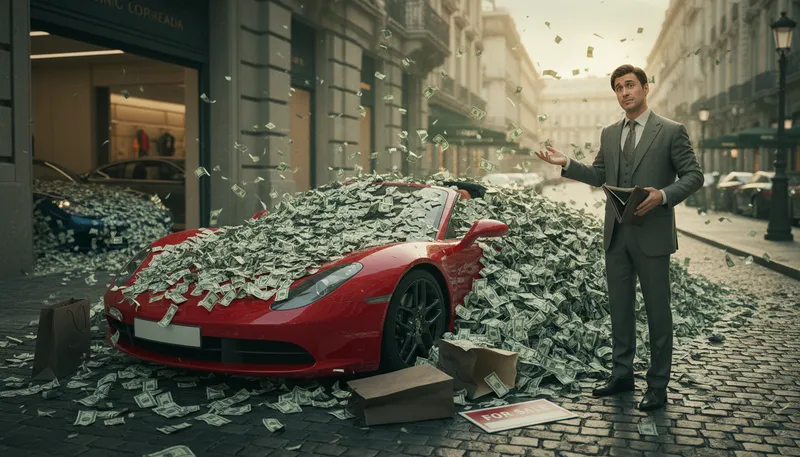 Illustration of more dollars than sense: Having money but lacking good judgment.