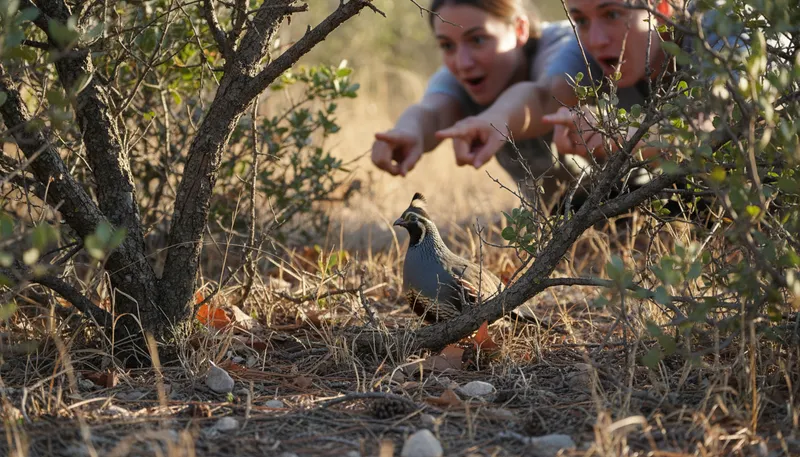 Illustration of quail: A small game bird often hunted.