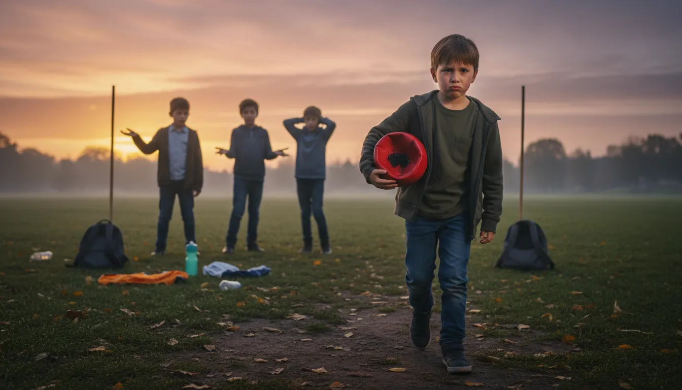 “take one's ball and go home” kelimesinin çizimi: Leave in a huff over unfairness.