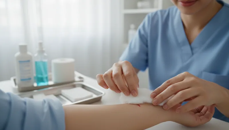Illustration of lint: soft material for dressing wounds