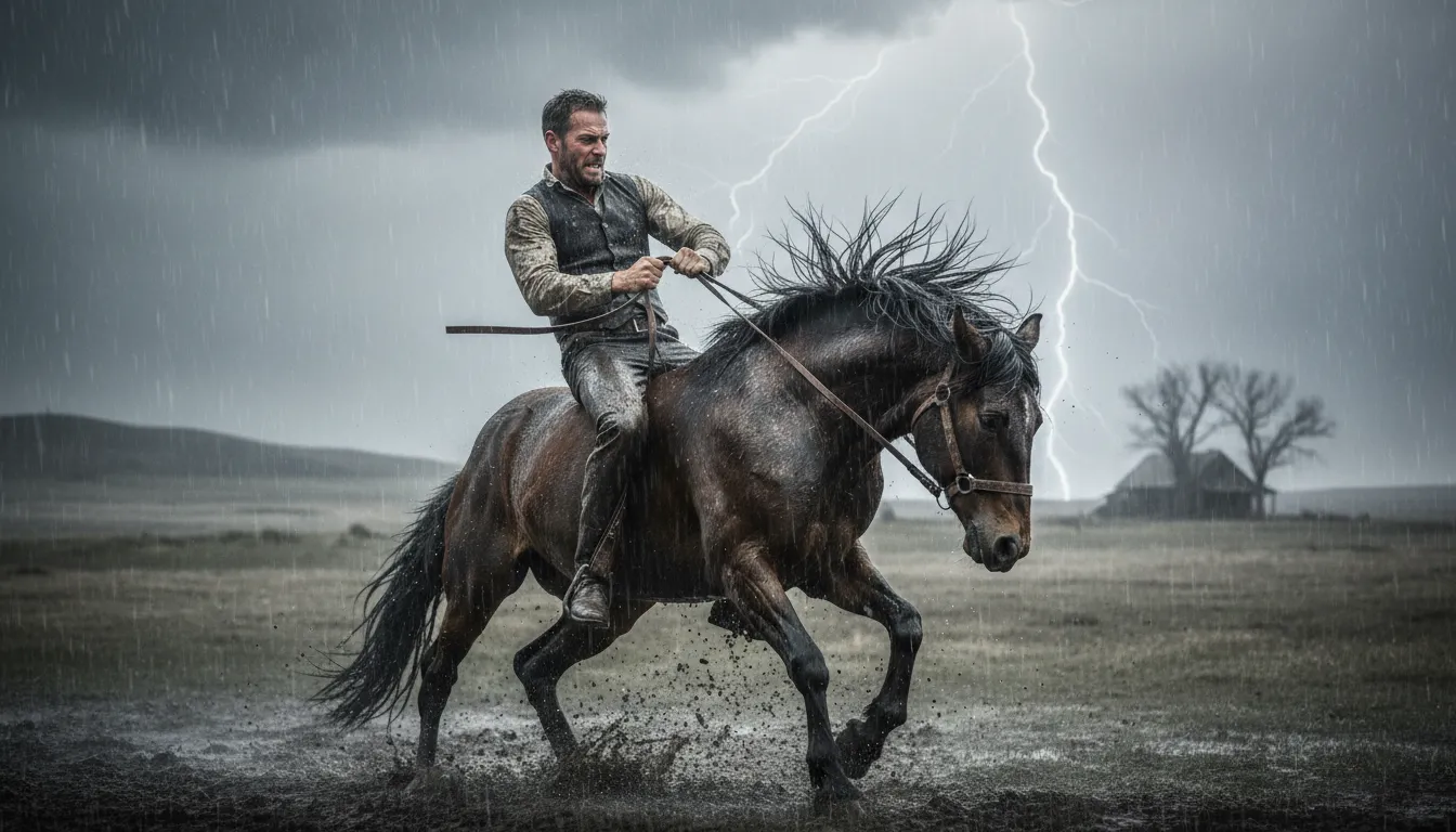 rein का चित्र: to control or guide a horse