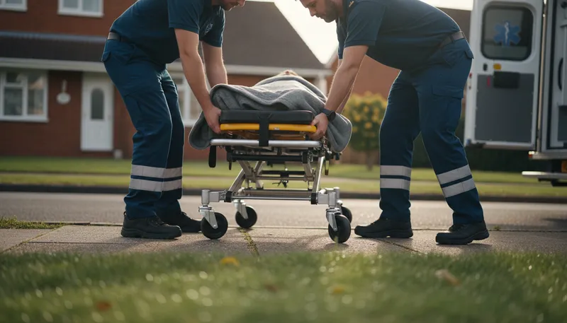 Illustration of stretcher: A device for carrying injured people.
