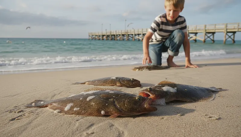 Illustration of flounder: To struggle or move clumsily in water.