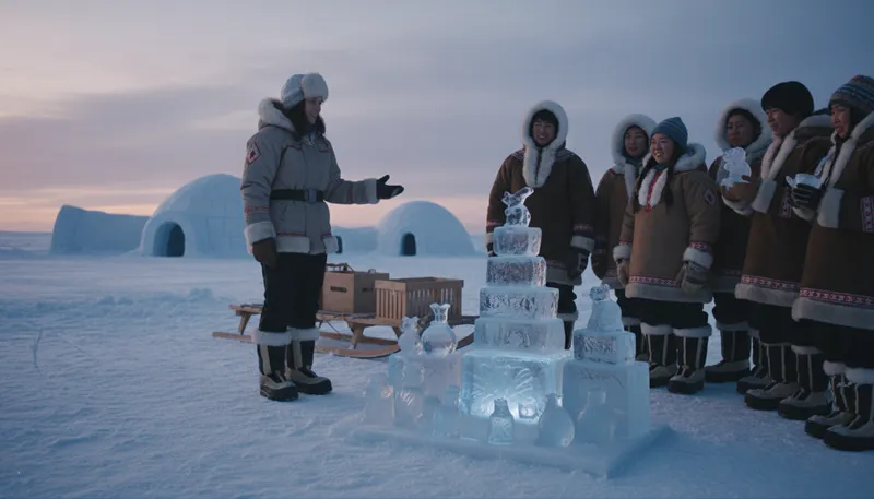 Illustration of sell ice to eskimos: to persuade someone to buy unnecessary things