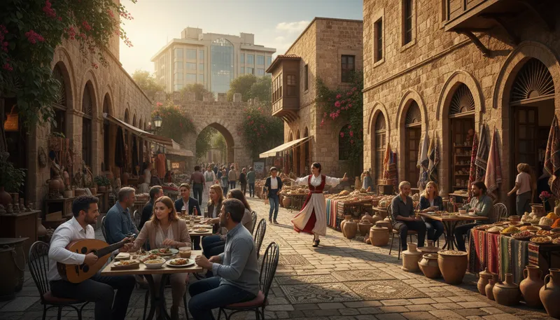 Illustration of nicosia: The capital of Cyprus, divided by a border.