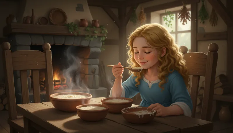 Illustration of goldilocks: A character from a children's story.