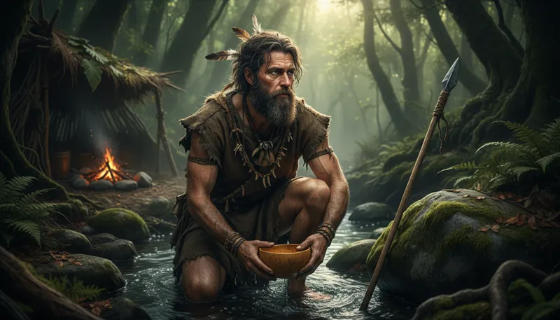 Illustration of savage: a person regarded as primitive or uncivilized