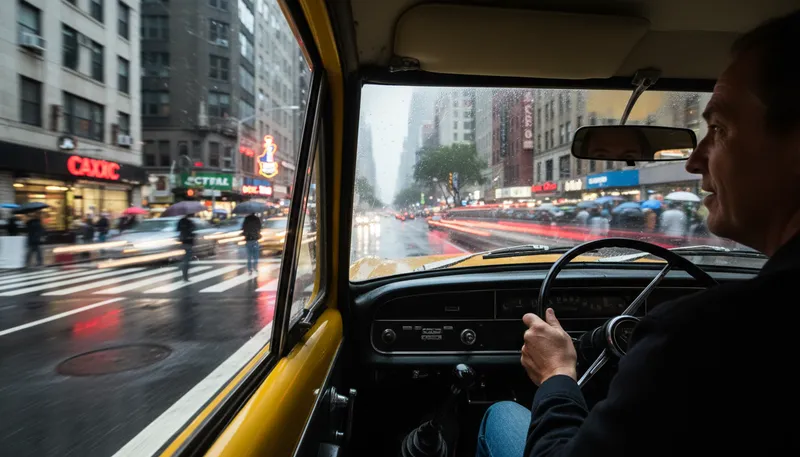 Illustration of cabbie: A taxi driver.