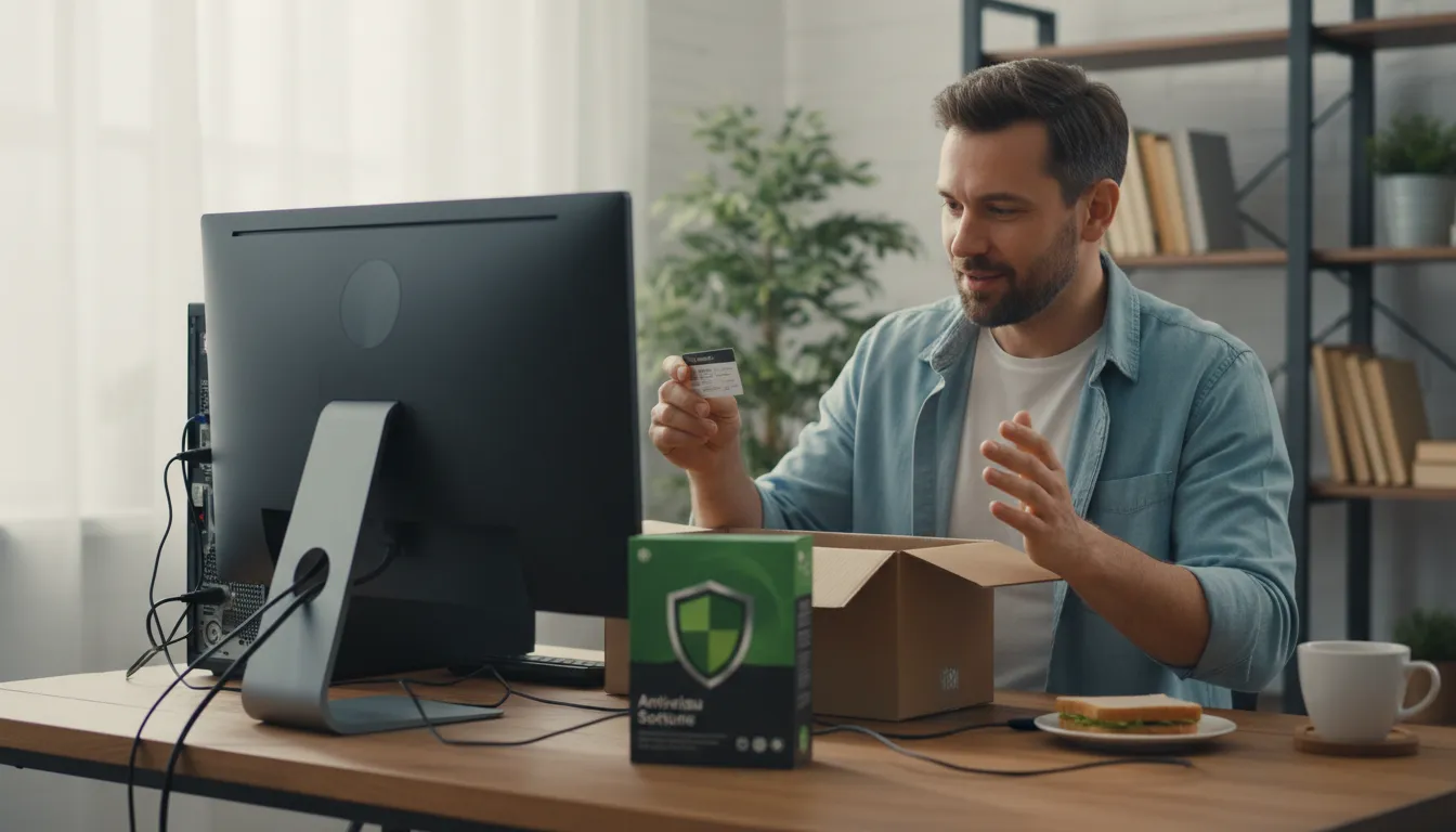 mcafeeのイラスト：an antivirus software brand named after its founder