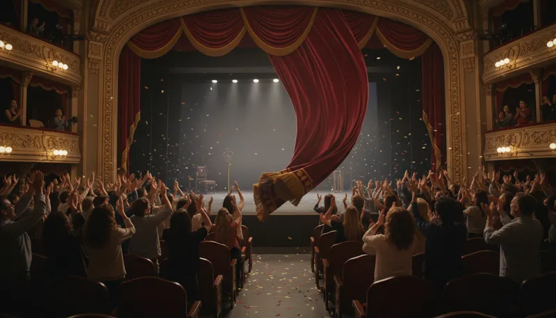 Illustration of curtain: end of a performance or show