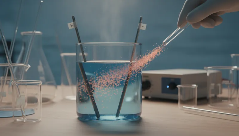 Illustration of anion: A negatively charged ion in chemistry.