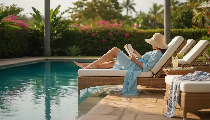 Illustration of chaise: Long chair with a back for relaxation.