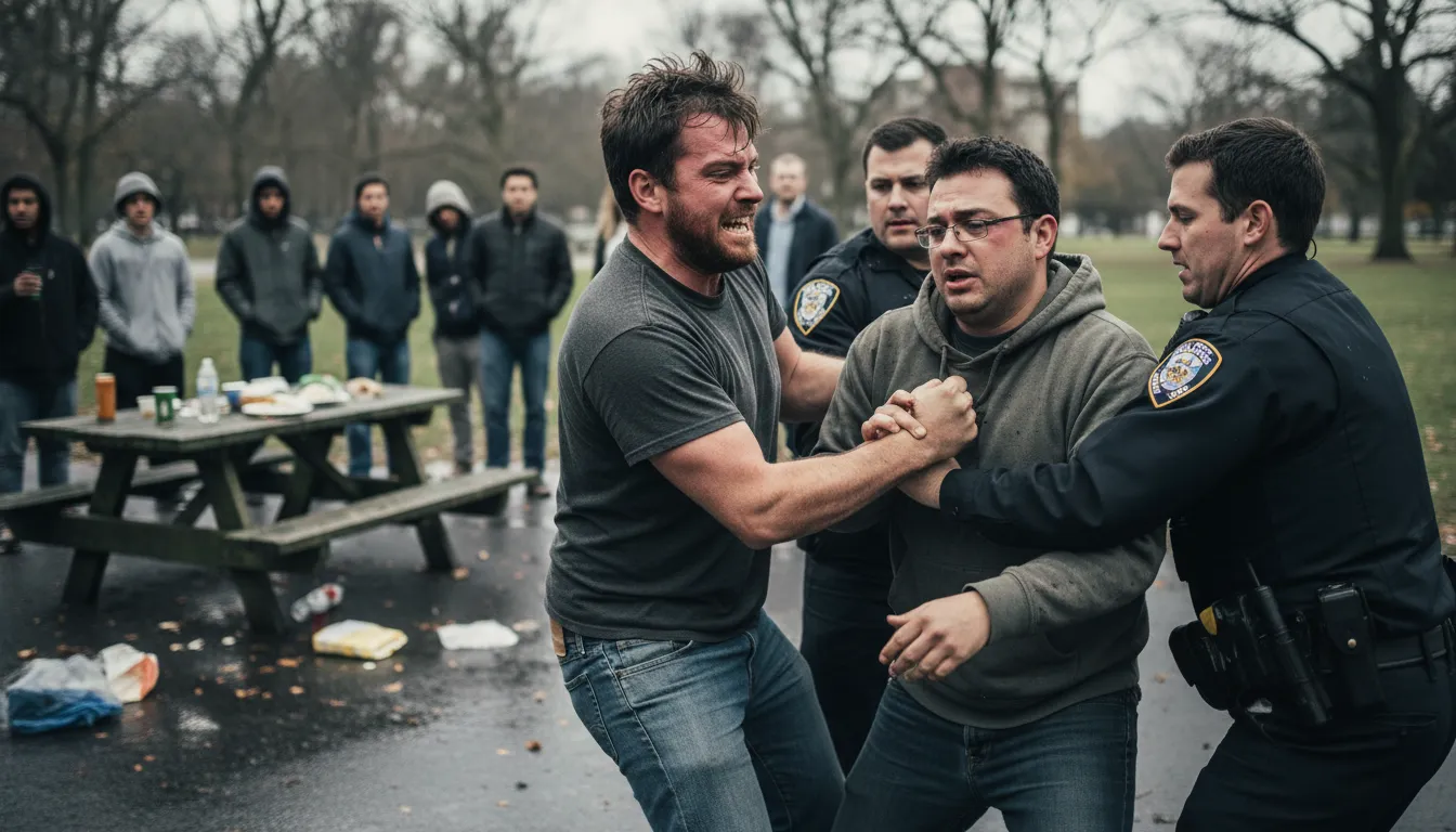 assault and battery 的插图：the crime of physical attack