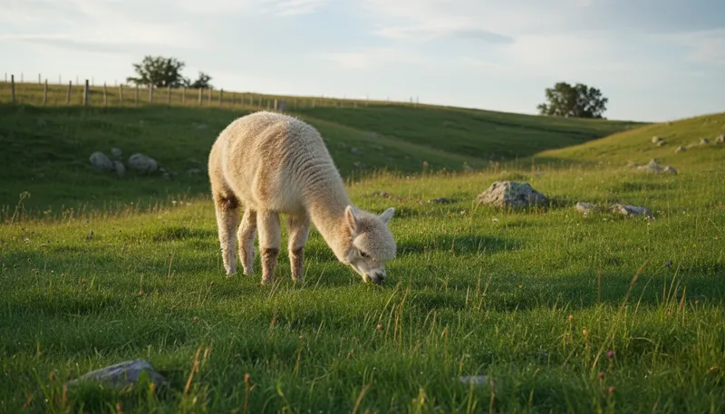 Illustration of alpaca: A domesticated animal related to llamas.