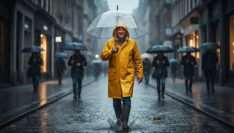 Illustration of mackintosh: a waterproof raincoat.