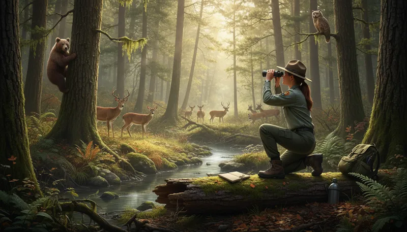Illustration of wildlife: Animals and plants living in their natural environment.