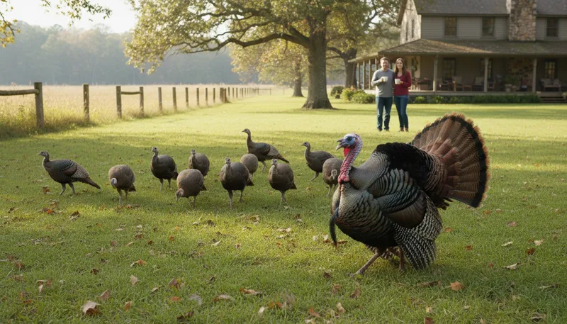Illustration of rafter: a group of turkeys in the wild