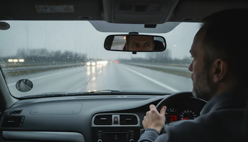Illustration of rearview: A mirror that shows what is behind a vehicle.