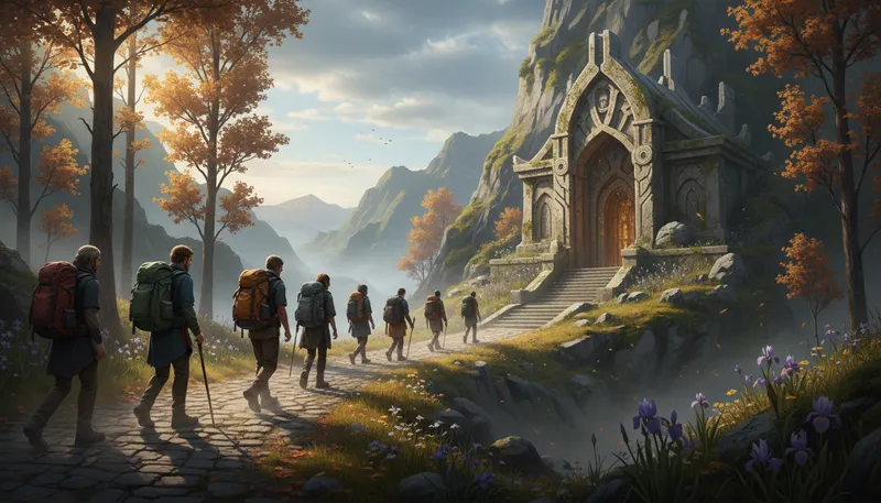 Illustration of pilgrimage: a journey to a sacred place