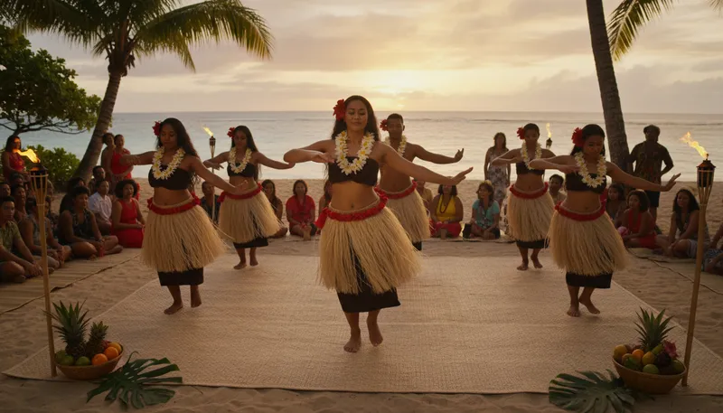 Illustration of siva: A traditional dance from the Pacific Islands.