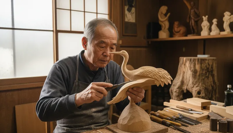 Illustration of takumi: Japanese term for skilled artisan or craftsman.