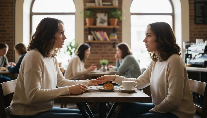 Illustration of doppelganger: a look-alike or double of a person.