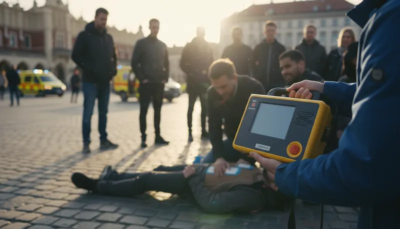 Illustration of aed: Automated external defibrillator for emergencies.