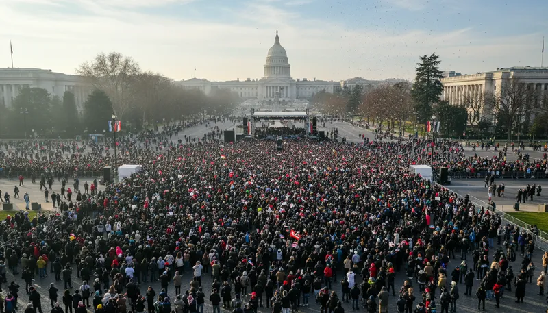 Illustration of inauguration: The formal beginning of a new leader's term.