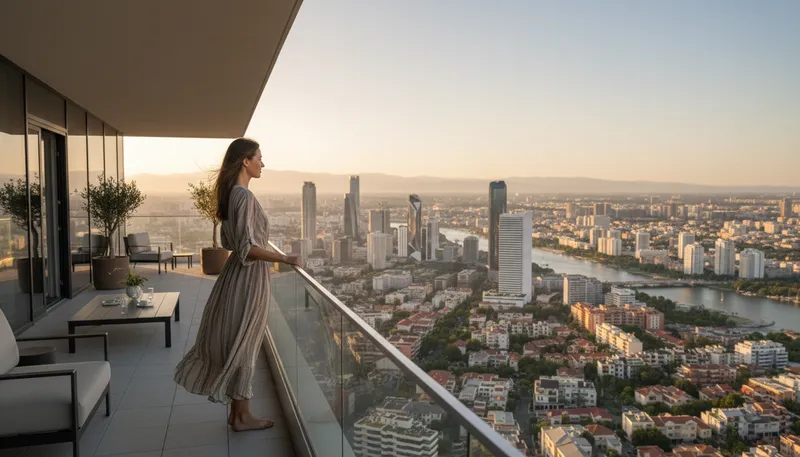 Illustration of penthouse: A luxurious apartment on the top floor.