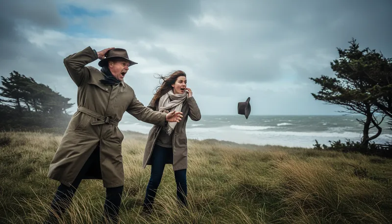 Illustration of hang onto your hat: prepare for something surprising or difficult.