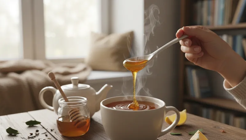 Illustration of honey: a sweet substance made by bees.