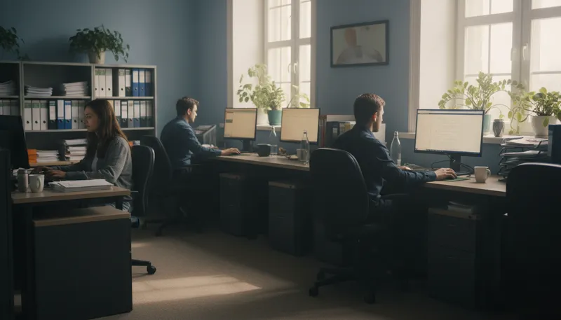 Illustration of back office: the part of a company handling administrative tasks.