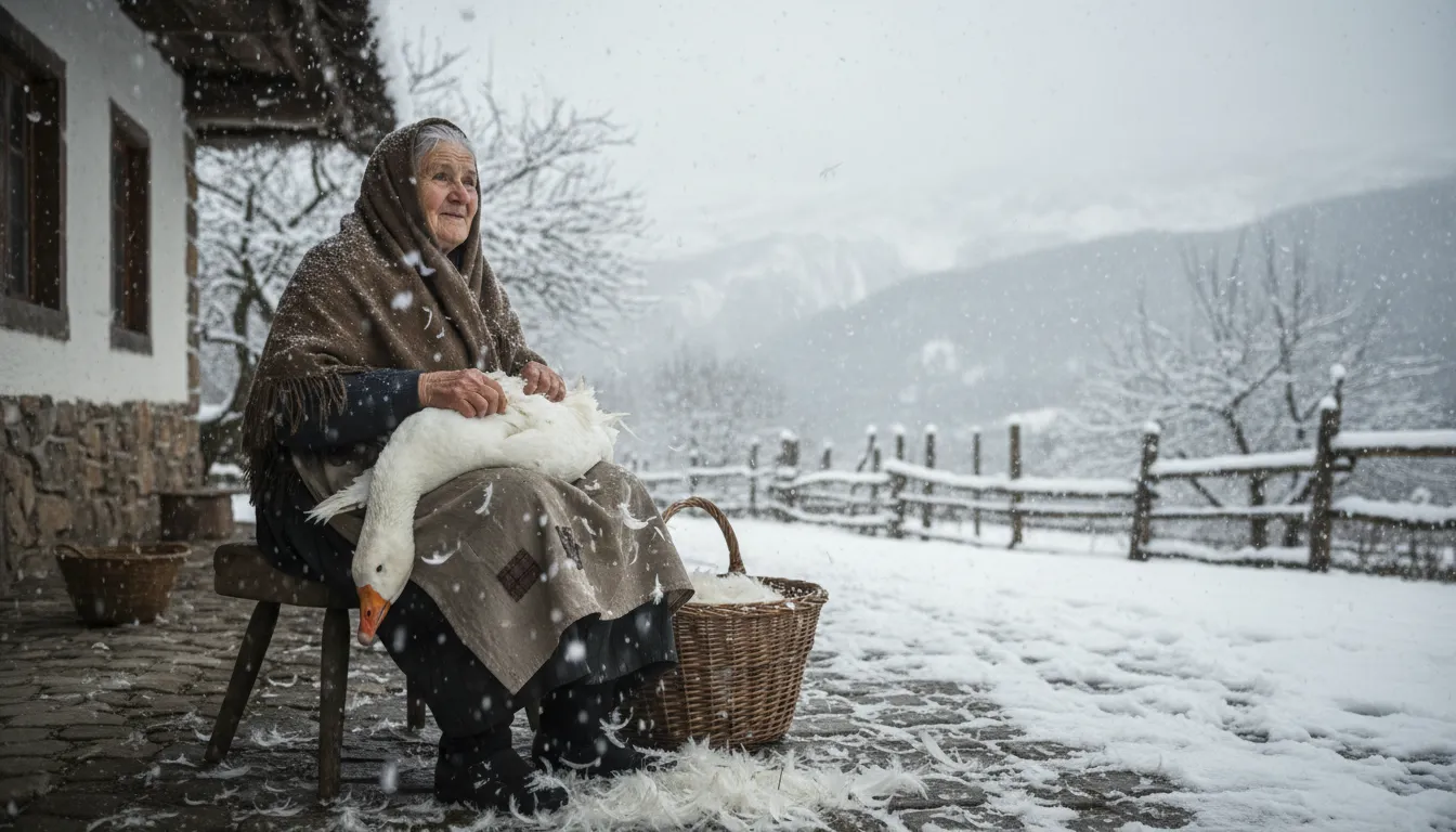 Hình minh họa cho the old woman is plucking her goose: a phrase used to say that it is snowing