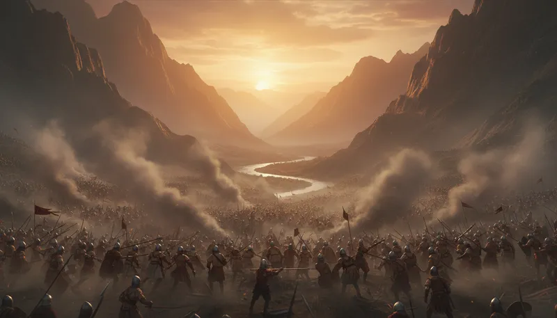 Illustration of battle: a struggle or conflict