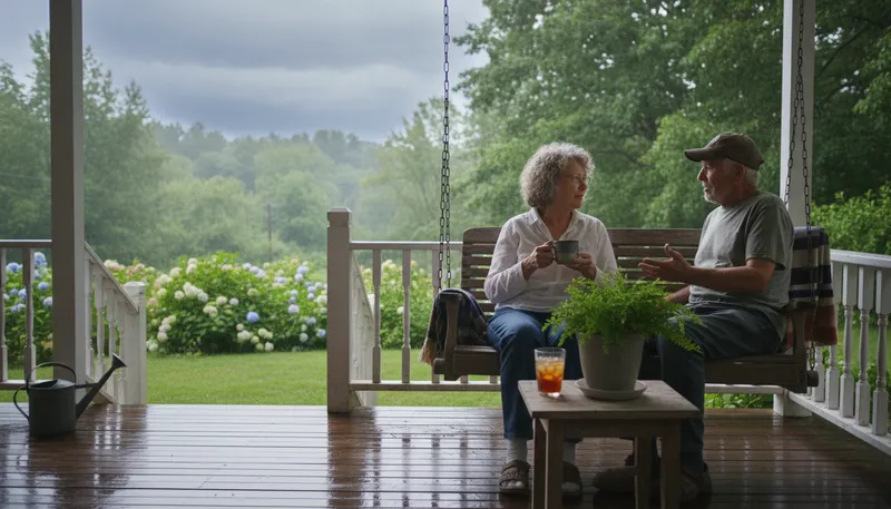 Illustration of talk about the weather: Engage in light conversation about climate.