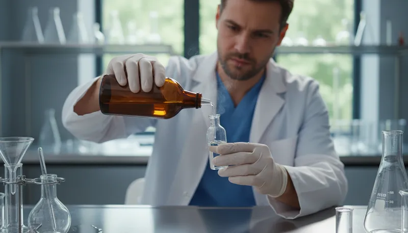 Illustration of chloroform: A colorless liquid used as an anesthetic.