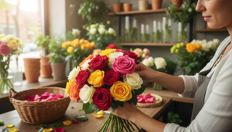 Illustration of florist: A person who sells flowers and arrangements.