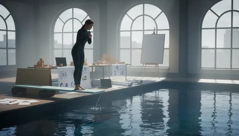 Illustration of dive in: start doing something energetically