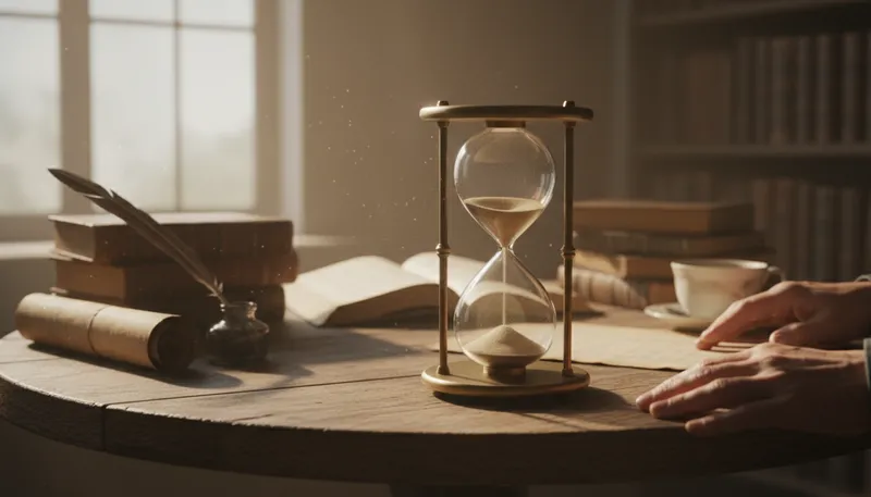 Illustration of hourglass: A device measuring time with sand.