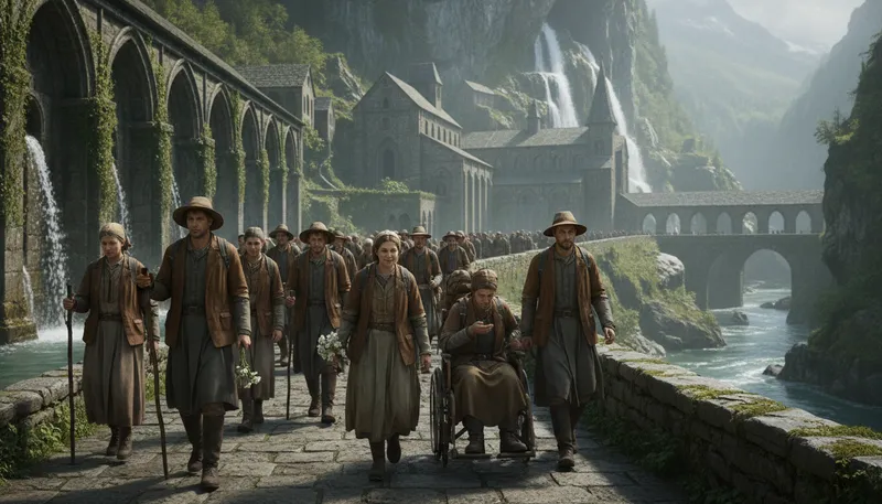 Illustration of lourdes: A town known for healing springs.