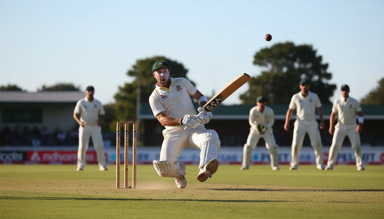 hit wicket 일러스트: getting out by hitting your own stumps in cricket