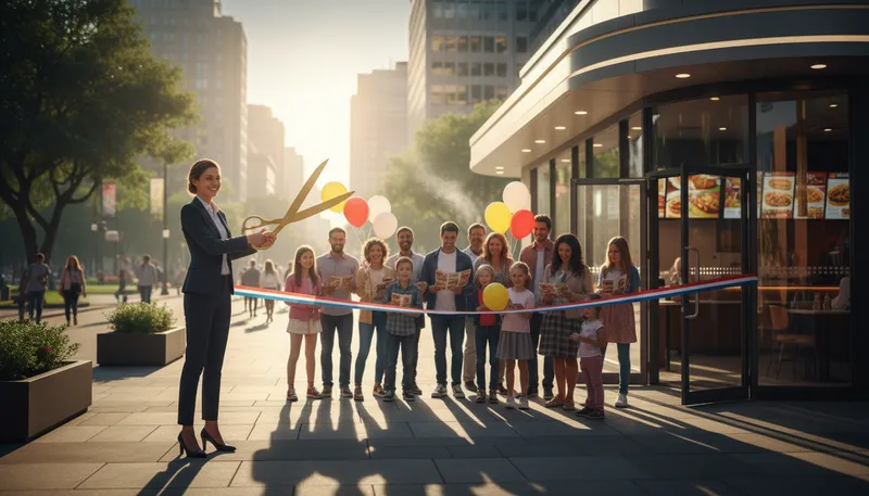 Illustration of franchise: a business allowing others to operate under its name