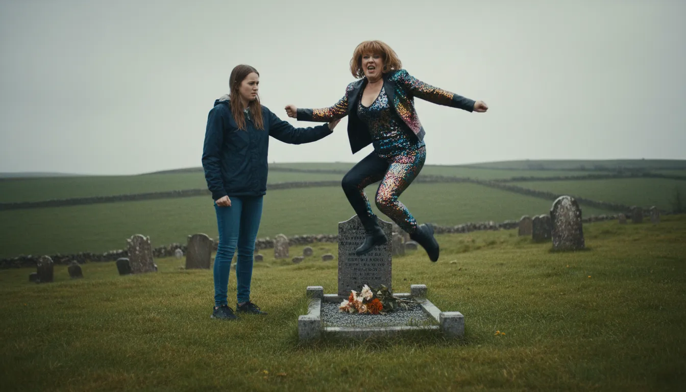 dance on someone's grave-এর ইলাস্ট্রেশন: to celebrate someone's failure or death disrespectfully