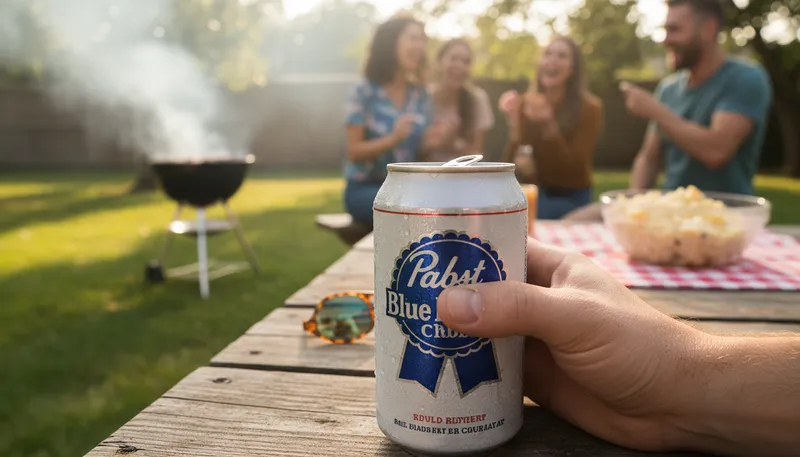 Illustration of pbr: Pabst Blue Ribbon beer brand