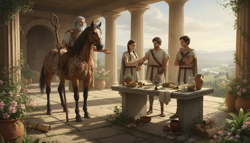 Illustration of chiron: A figure from Greek mythology, a centaur.